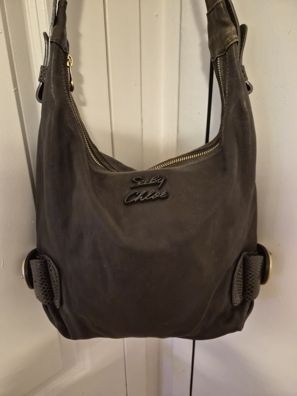 See By Chloe Grey Leather Shoulder Bag